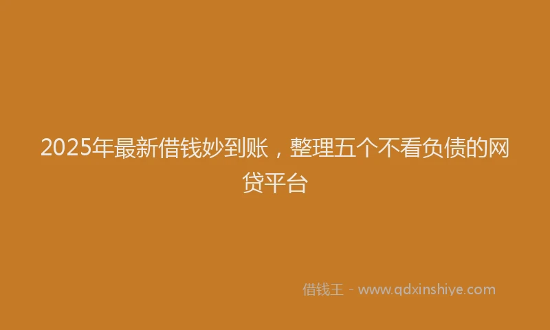 2025年最新借钱妙到账，整理五个不看负债的网贷平台