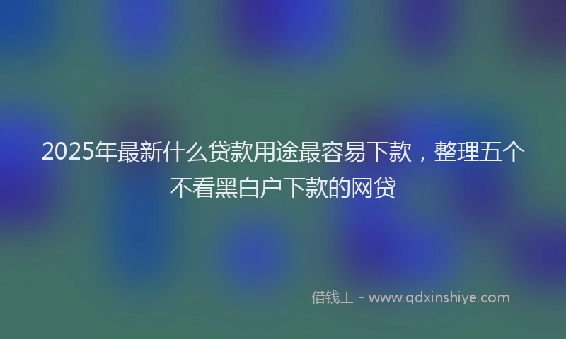 2025年最新什么贷款用途最容易下款，整理五个不看黑白户下款的网贷