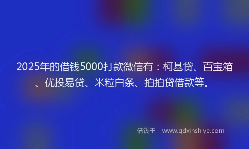 2025年的借钱5000打款微信有：柯基贷、百宝箱、优投易贷、米粒白条、拍拍贷借款等。