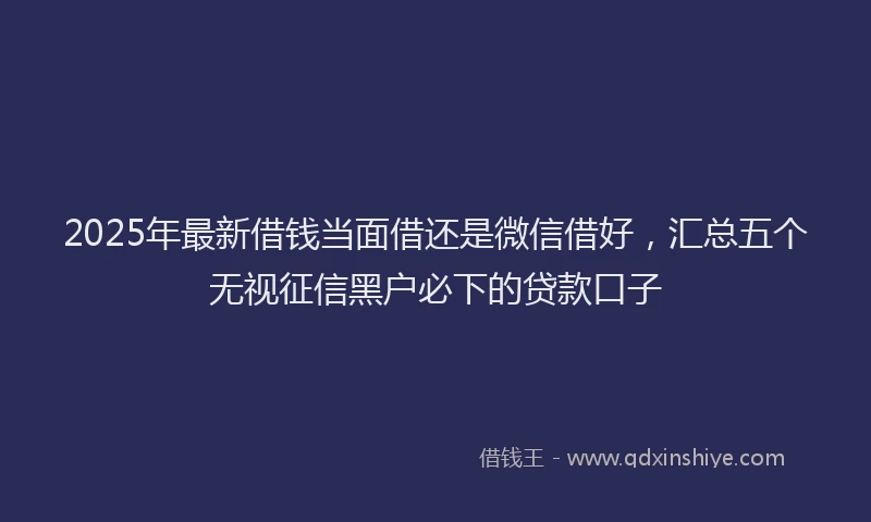 2025年最新借钱当面借还是微信借好，汇总五个无视征信黑户必下的贷款口子