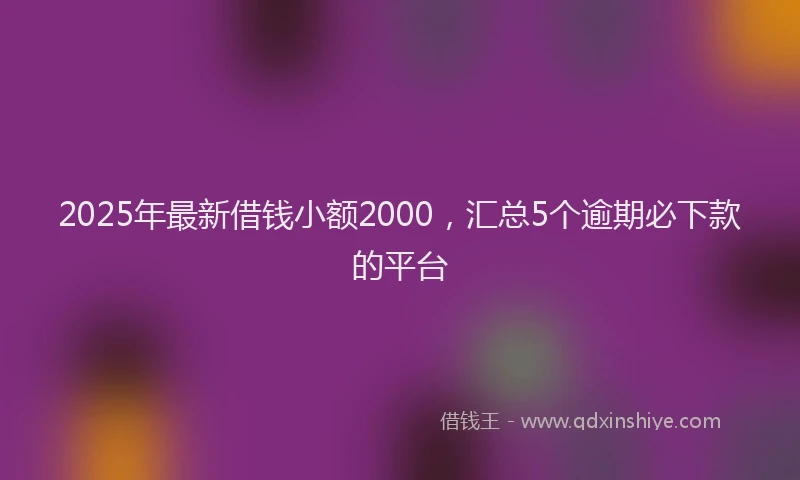 2025年最新借钱小额2000，汇总5个逾期必下款的平台