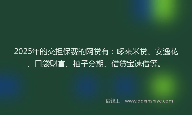 2025年的交担保费的网贷有：哆来米贷、安逸花、口袋财富、柚子分期、借贷宝速借等。
