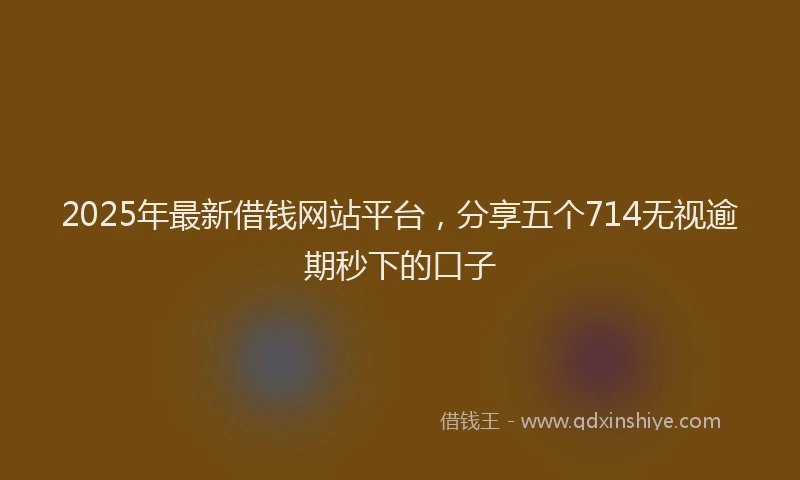 2025年最新借钱网站平台，分享五个714无视逾期秒下的口子