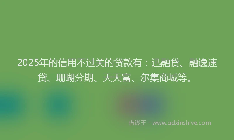 2025年的信用不过关的贷款有：迅融贷、融逸速贷、珊瑚分期、天天富、尔集商城等。