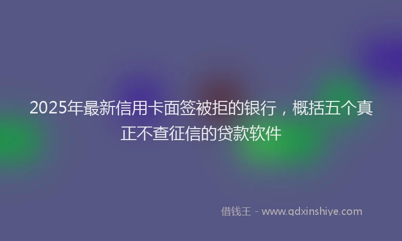 2025年最新信用卡面签被拒的银行，概括五个真正不查征信的贷款软件