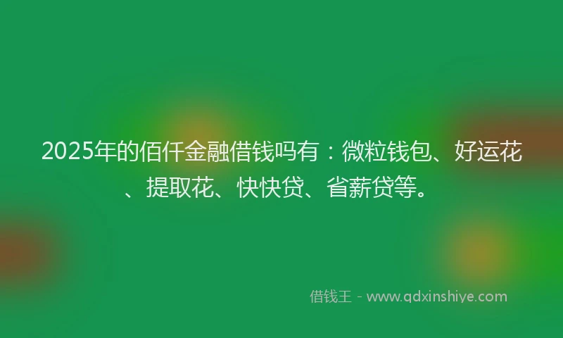 2025年的佰仟金融借钱吗有：微粒钱包、好运花、提取花、快快贷、省薪贷等。