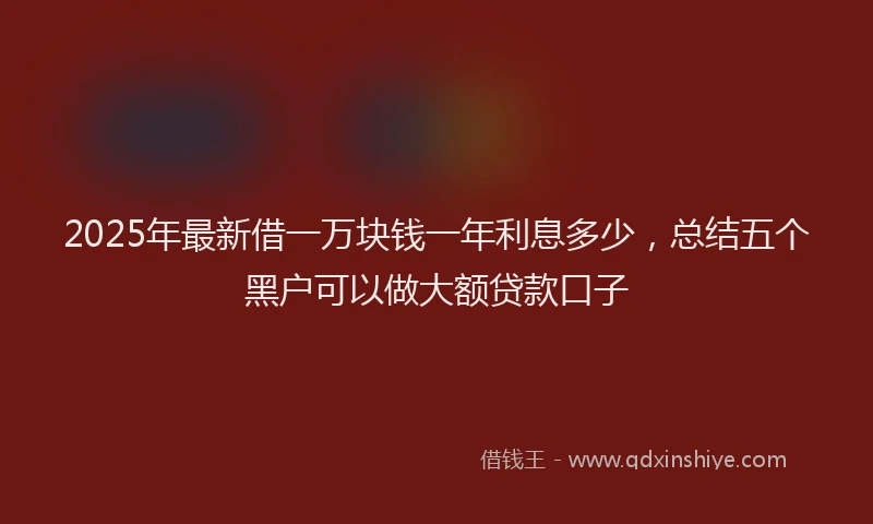 2025年最新借一万块钱一年利息多少，总结五个黑户可以做大额贷款口子