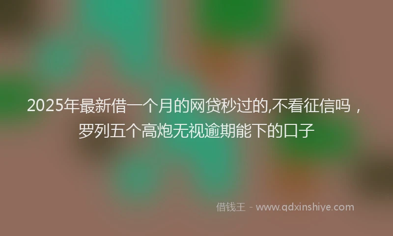 2025年最新借一个月的网贷秒过的,不看征信吗，罗列五个高炮无视逾期能下的口子