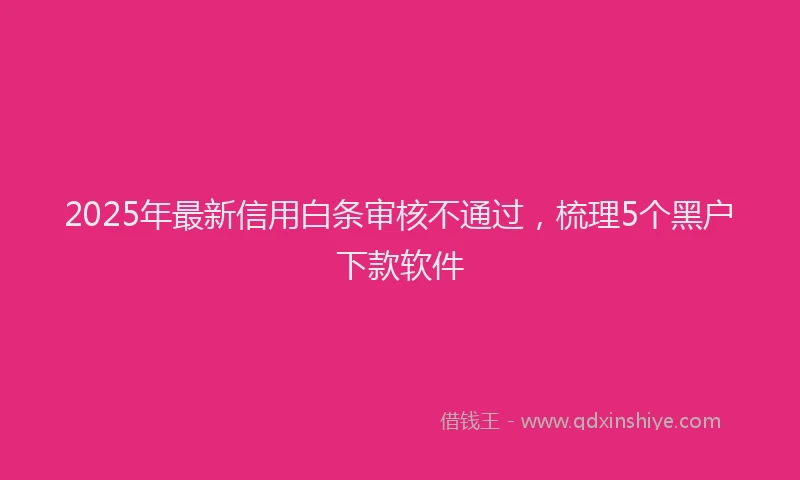 2025年最新信用白条审核不通过，梳理5个黑户下款软件