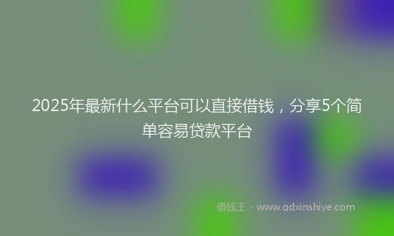 2025年最新什么平台可以直接借钱，分享5个简单容易贷款平台
