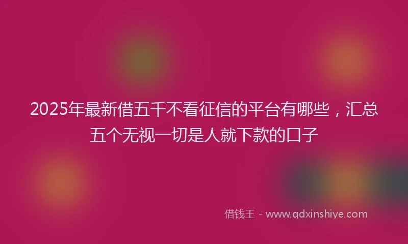 2025年最新借五千不看征信的平台有哪些，汇总五个无视一切是人就下款的口子
