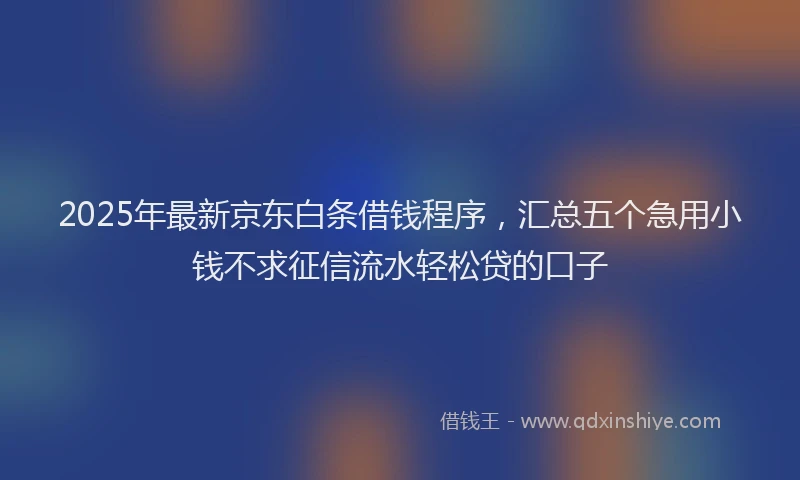 2025年最新京东白条借钱程序，汇总五个急用小钱不求征信流水轻松贷的口子