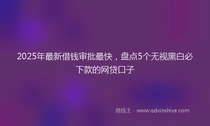 2025年最新借钱审批最快，盘点5个无视黑白必下款的网贷口子