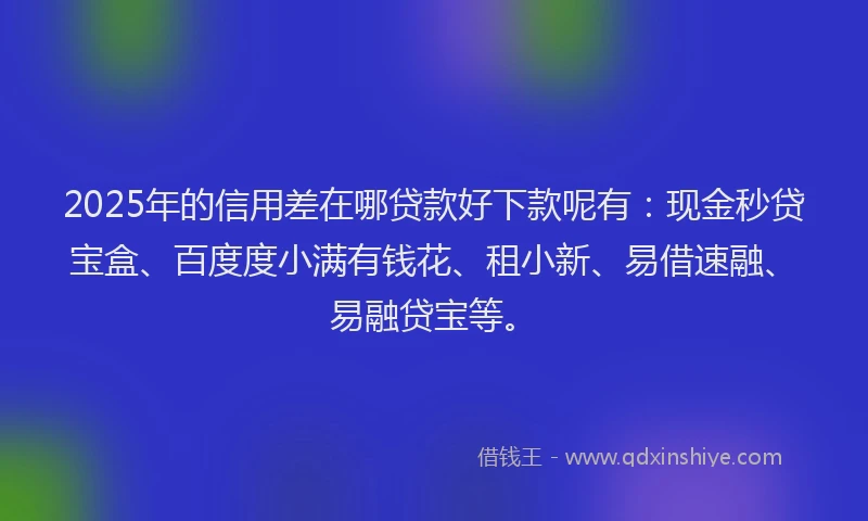 2025年的信用差在哪贷款好下款呢有：现金秒贷宝盒、百度度小满有钱花、租小新、易借速融、易融贷宝等。