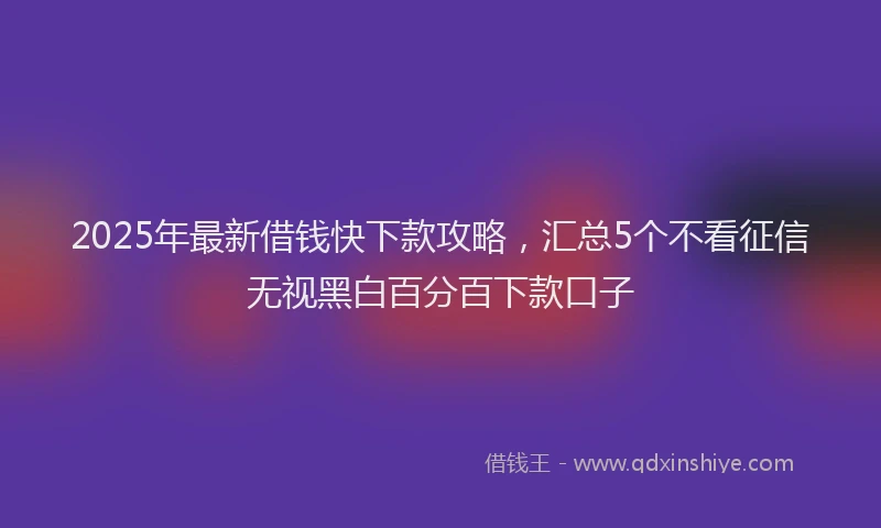 2025年最新借钱快下款攻略，汇总5个不看征信无视黑白百分百下款口子