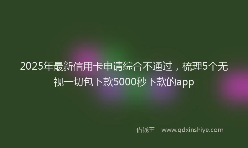 2025年最新信用卡申请综合不通过，梳理5个无视一切包下款5000秒下款的app