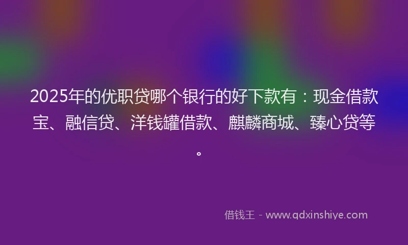2025年的优职贷哪个银行的好下款有：现金借款宝、融信贷、洋钱罐借款、麒麟商城、臻心贷等。