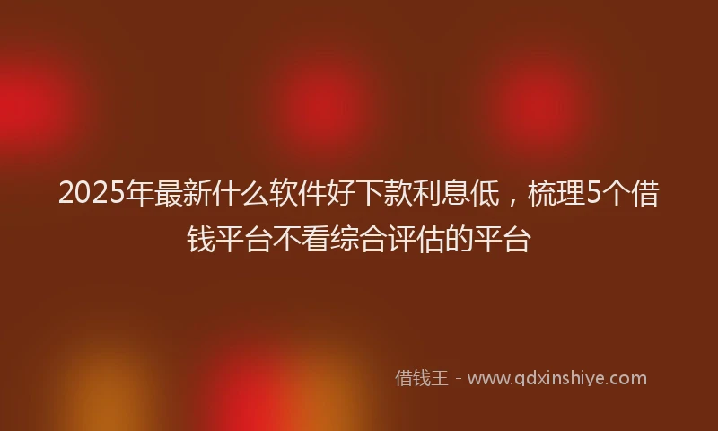 2025年最新什么软件好下款利息低，梳理5个借钱平台不看综合评估的平台