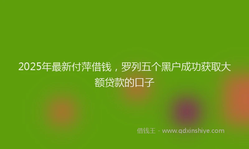 2025年最新付萍借钱，罗列五个黑户成功获取大额贷款的口子