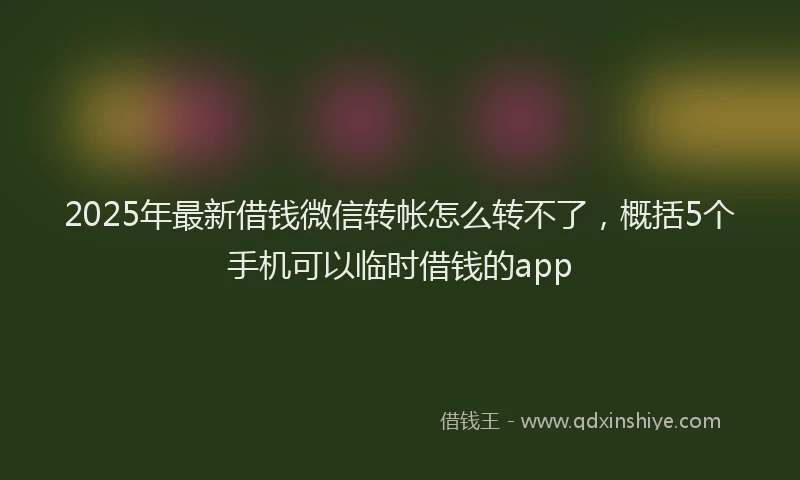 2025年最新借钱微信转帐怎么转不了，概括5个手机可以临时借钱的app