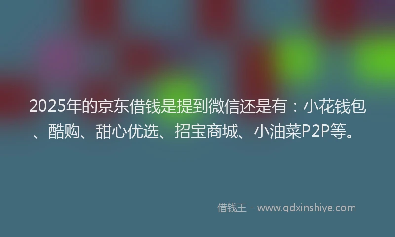 2025年的京东借钱是提到微信还是有：小花钱包、酷购、甜心优选、招宝商城、小油菜P2P等。