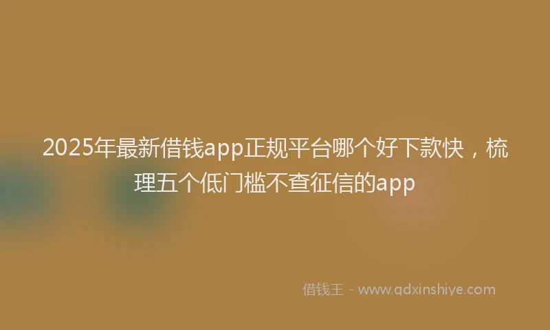 2025年最新借钱app正规平台哪个好下款快，梳理五个低门槛不查征信的app