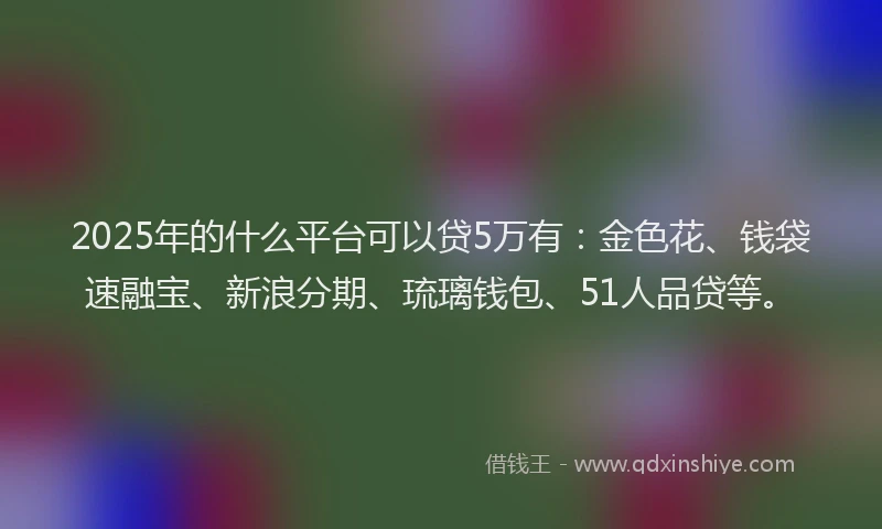 2025年的什么平台可以贷5万有：金色花、钱袋速融宝、新浪分期、琉璃钱包、51人品贷等。