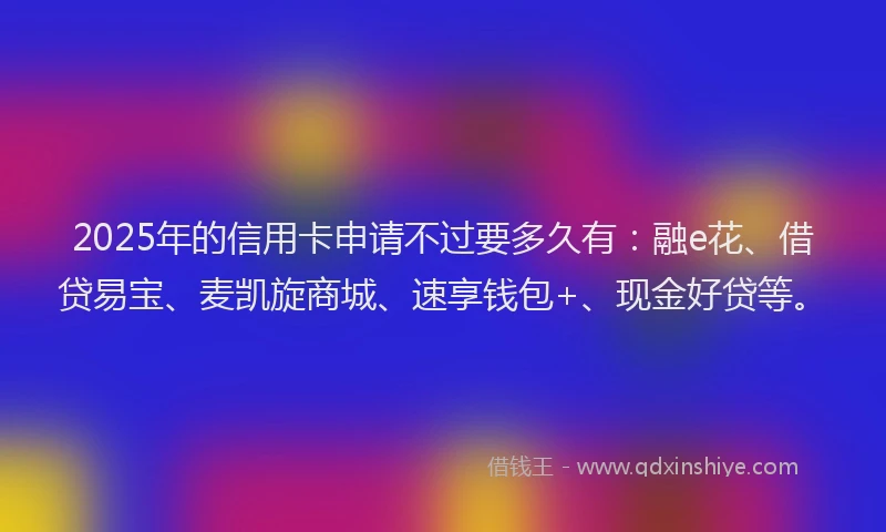2025年的信用卡申请不过要多久有：融e花、借贷易宝、麦凯旋商城、速享钱包+、现金好贷等。