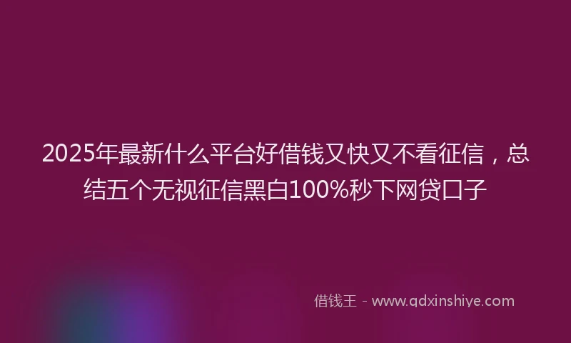 2025年最新什么平台好借钱又快又不看征信，总结五个无视征信黑白100%秒下网贷口子