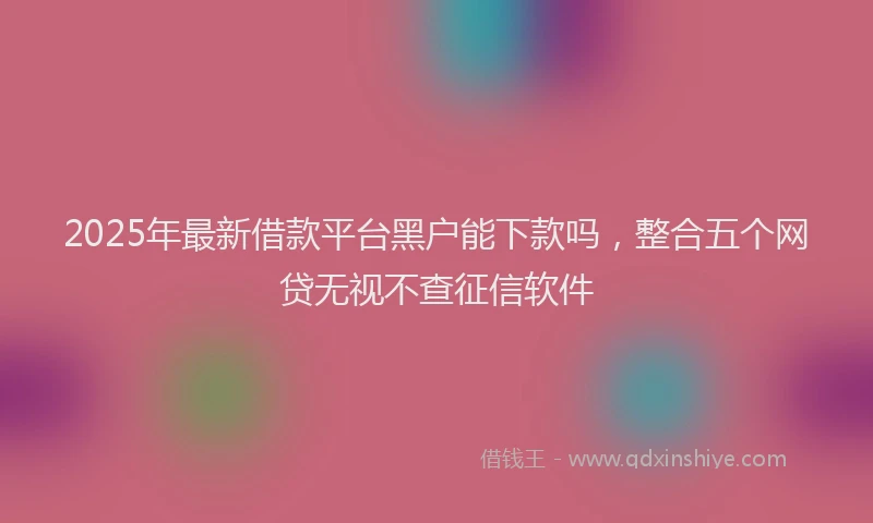2025年最新借款平台黑户能下款吗，整合五个网贷无视不查征信软件
