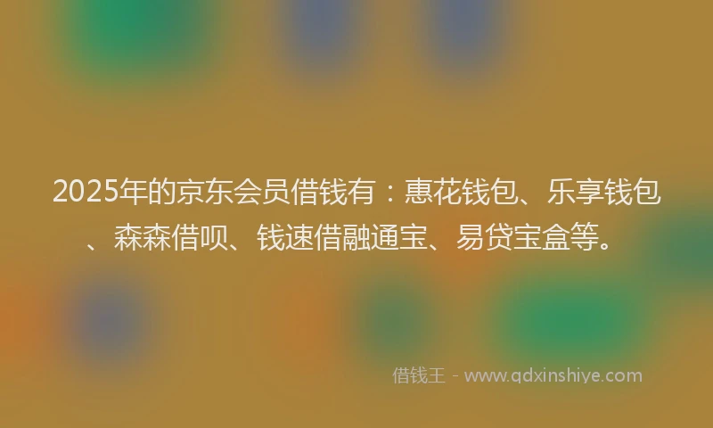 2025年的京东会员借钱有：惠花钱包、乐享钱包、森森借呗、钱速借融通宝、易贷宝盒等。