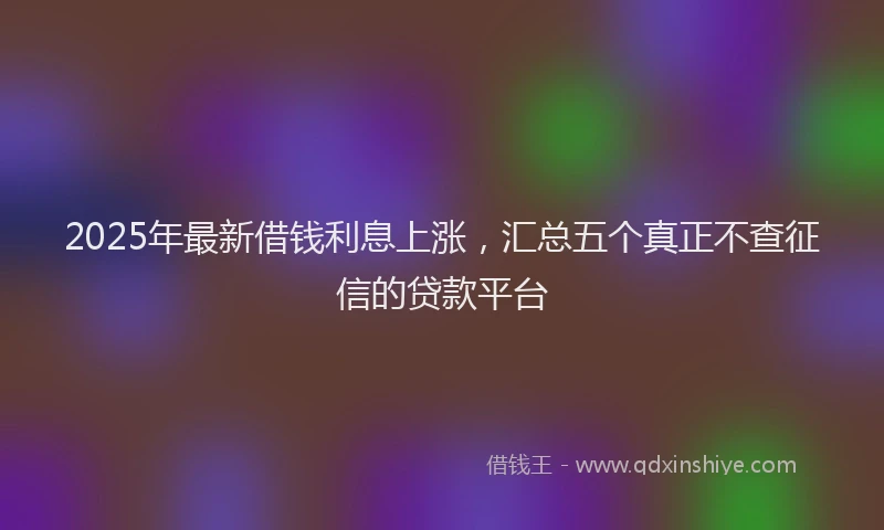 2025年最新借钱利息上涨，汇总五个真正不查征信的贷款平台