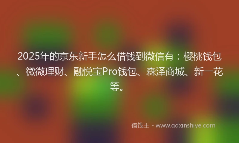 2025年的京东新手怎么借钱到微信有：樱桃钱包、微微理财、融悦宝Pro钱包、森泽商城、新一花等。