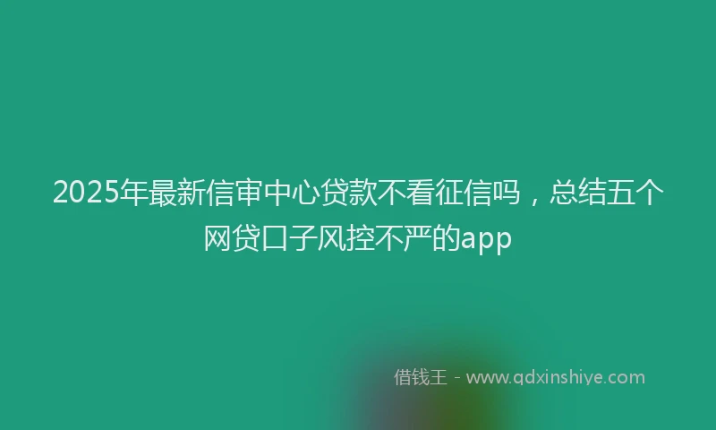 2025年最新信审中心贷款不看征信吗，总结五个网贷口子风控不严的app