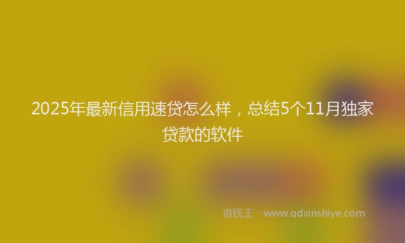 2025年最新信用速贷怎么样，总结5个11月独家贷款的软件