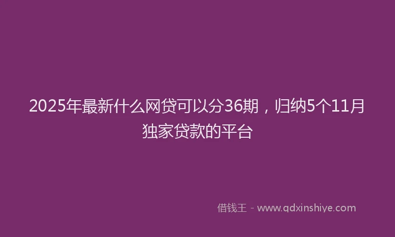 2025年最新什么网贷可以分36期，归纳5个11月独家贷款的平台