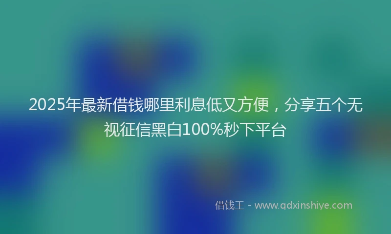 2025年最新借钱哪里利息低又方便，分享五个无视征信黑白100%秒下平台