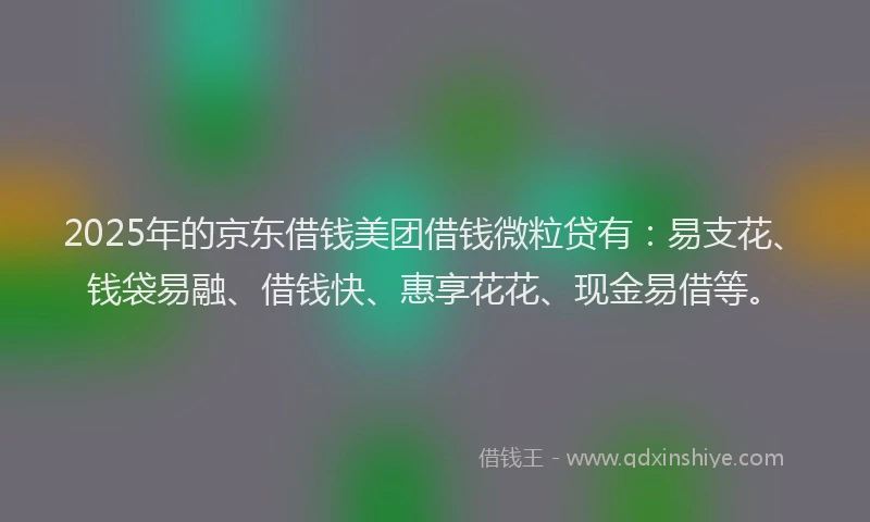 2025年的京东借钱美团借钱微粒贷有：易支花、钱袋易融、借钱快、惠享花花、现金易借等。