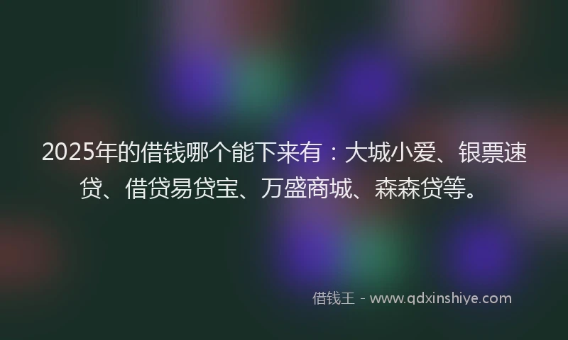 2025年的借钱哪个能下来有：大城小爱、银票速贷、借贷易贷宝、万盛商城、森森贷等。