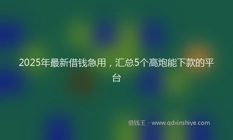 2025年最新借钱急用，汇总5个高炮能下款的平台