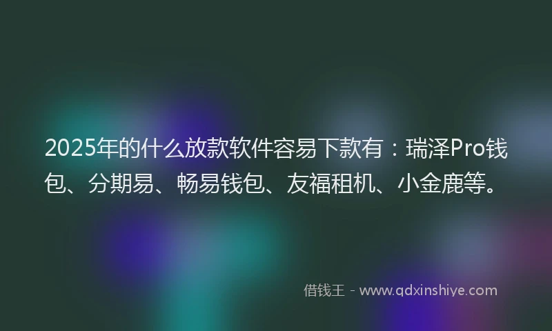 2025年的什么放款软件容易下款有：瑞泽Pro钱包、分期易、畅易钱包、友福租机、小金鹿等。
