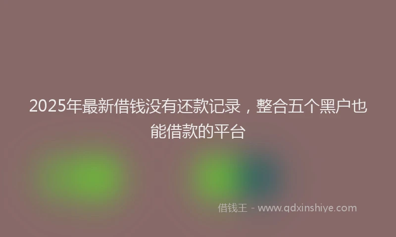 2025年最新借钱没有还款记录，整合五个黑户也能借款的平台