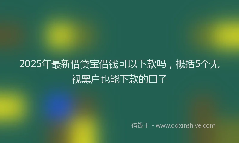 2025年最新借贷宝借钱可以下款吗，概括5个无视黑户也能下款的口子