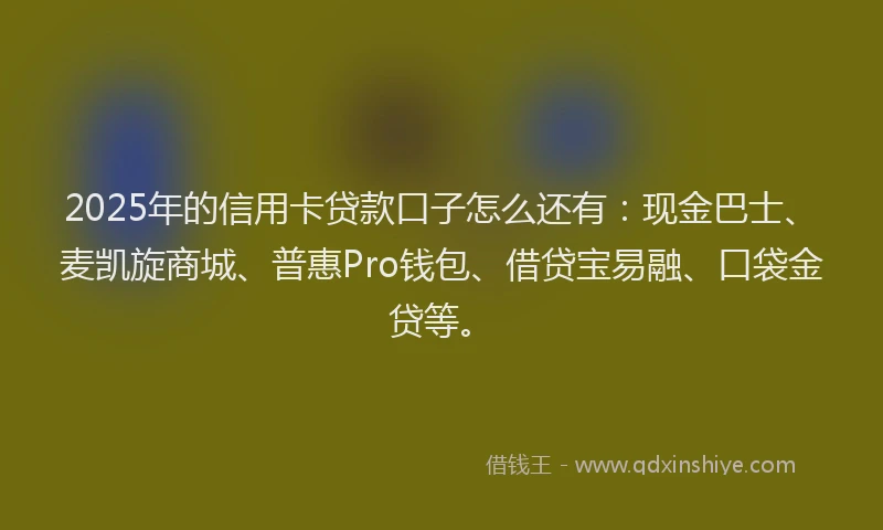 2025年的信用卡贷款口子怎么还有：现金巴士、麦凯旋商城、普惠Pro钱包、借贷宝易融、口袋金贷等。
