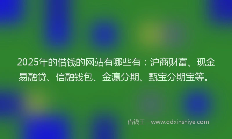 2025年的借钱的网站有哪些有：沪商财富、现金易融贷、信融钱包、金瀛分期、甄宝分期宝等。