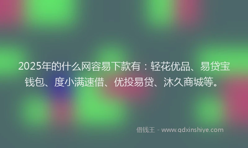 2025年的什么网容易下款有：轻花优品、易贷宝钱包、度小满速借、优投易贷、沐久商城等。