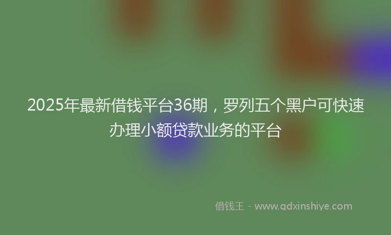 2025年最新借钱平台36期，罗列五个黑户可快速办理小额贷款业务的平台