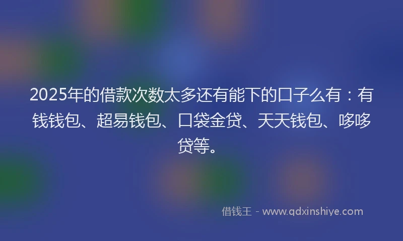2025年的借款次数太多还有能下的口子么有：有钱钱包、超易钱包、口袋金贷、天天钱包、哆哆贷等。