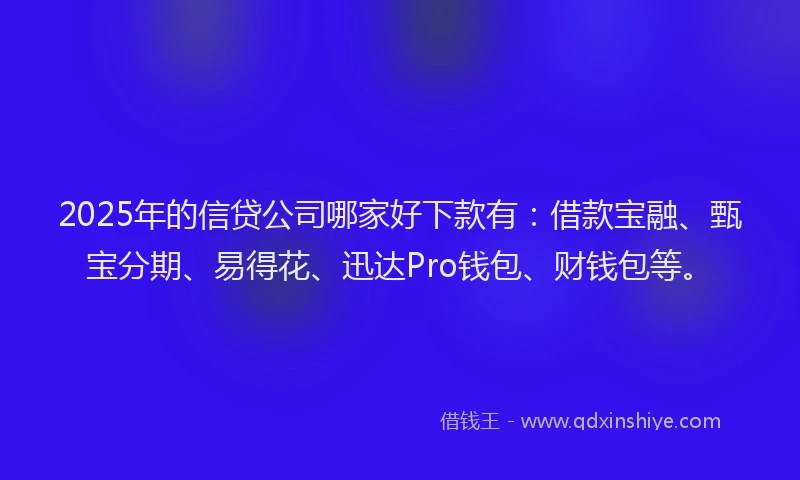 2025年的信贷公司哪家好下款有：借款宝融、甄宝分期、易得花、迅达Pro钱包、财钱包等。