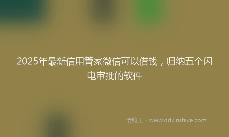 2025年最新信用管家微信可以借钱，归纳五个闪电审批的软件